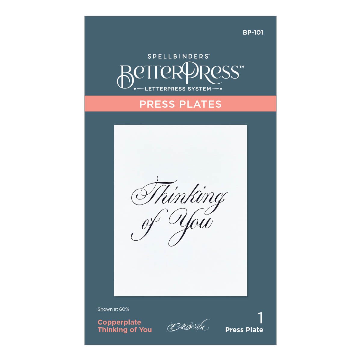 Spellbinders Thinking of You Press Plate from The Copperplate Everyday Sentiments Collection by Paul Antonio, Metal, ONE