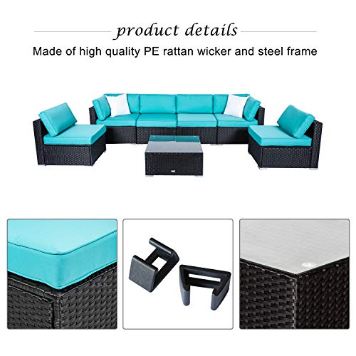 Kinsunny Peach Tree 7 PCs Outdoor Patio Furniture Sets PE Rattan Wicker