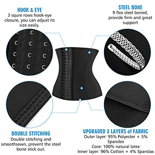 Recredo Waist Trainer for Women, Latex Sport Girdle Waist Cinchers Body