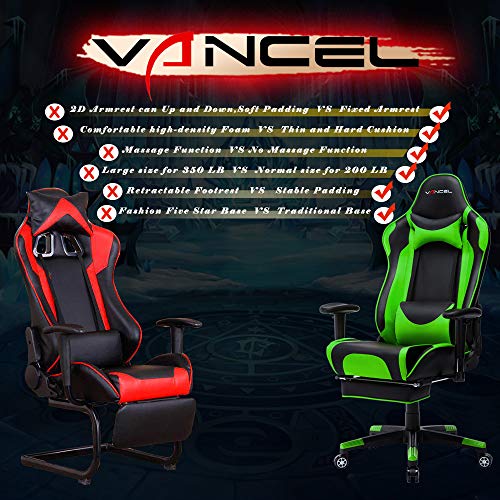 EAVANCEL-Gaming-Sedia-Gioco-Sedia-Girevole-Sedia-da-Ergonomica-meccanismo-di-inclinazione-Cuscino-Lombare-Girevole-Sedia-del-Computer-in-Pelle-PU-Verde