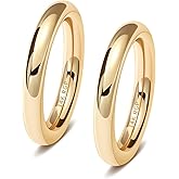 NVWAROCK 3mm Rings for Women 14K Real Gold Plated Round Edged Ring Non Tarnish Minimalism ring Cute Stacking Thumb Pinky Band Size 5 to 10 Gold and Silver 1PC/2PCS/3PCS