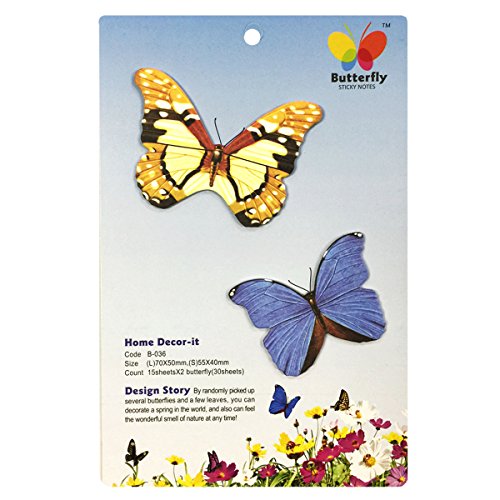 Wrapables Butterfly Memo Bookmark Sticky Notes, Beige/Blue