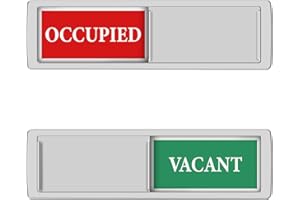 K KITCHENTOUR Privacy Sign - Vacant Occupied Sign for Home Bathroom Office Restroom Conference Hotel Hospital, Easy to Read Non-Scratch Magnetic Slider Door Indicator with Clear, Bold & Colored Text - Silver