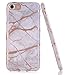 iPhone 7 Case, iPhone 8 Case, Rose Gold Gray Marble Design Case, BAISRKE Slim Flexible Matte Soft TPU Bumper Shockproof Rubber Silicone Skin Cover Case for iPhone 7 (2016) / iPhone 8 (2107)