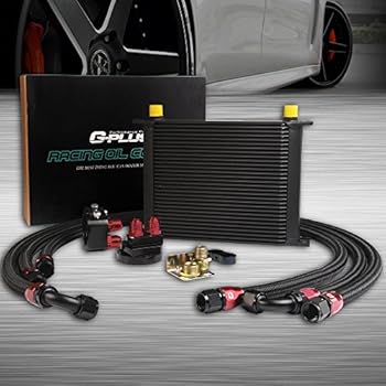 30 Row 10AN-AN10 Universal Aluminum Engine Transmis sion Oil Cooler Kit Oil Filter Relocation Kit Black