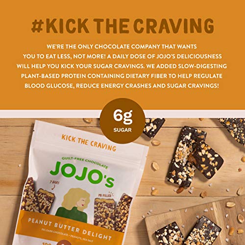 JOJO's Dark Chocolate Bars with Plant Based Protein, Low Sugar, Low