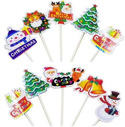 Ledmomo 10ピース クリスマスケーキトッパー ホリデー 出群 カップケーキピッククリスマス 装飾 ケーキ パーティー ケーキ挿入