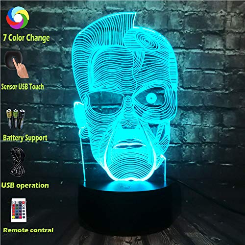 Jinlycoo Terminator Figure Arnold Schwarzenegger Illusion Hot Movie 3D Optical Cartoon LED 7 Color S Jinlycoo Terminator Figure Arnold Schwarzenegger Illusion Hot Movie 3D Optical Cartoon LED 7 Color S