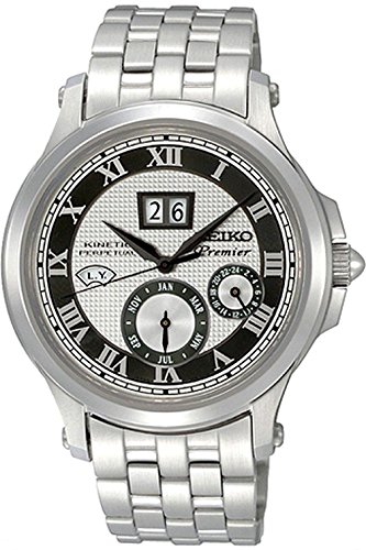 SEIKO SNP047P1 Men's Premier,Kinetic Perpetual Calendar,Stainless Steel Case & Bracelet,SNP047