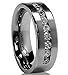 Metal Masters Titanium Men's Wedding Band Engagement Ring with 9 large Princess-Cut