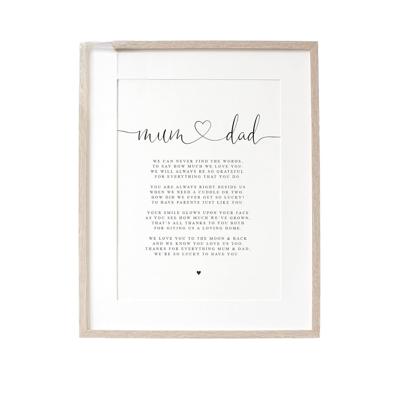 Lula Design Mum and Dad Poem A4 or A5 Print - Gift for Parents, Thank you Mum and Dad Poem Gift for Parents from children or child (Size: A4-29.7cm x 21cm, Style: From Children)