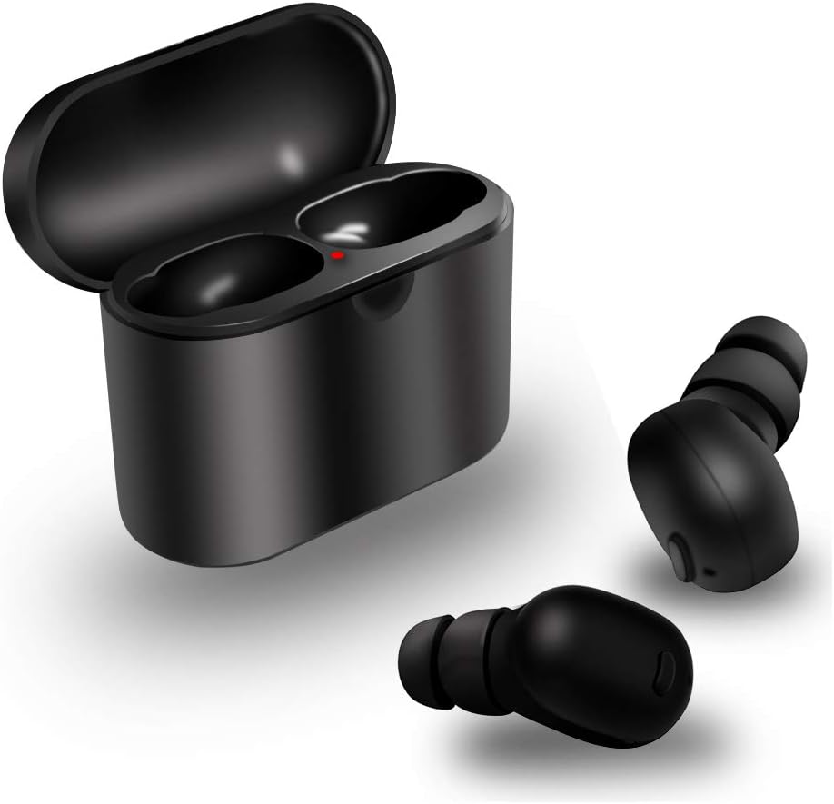 Bluetooth Earphones, HDTOSNER True Wireless Stereo Earbuds with Mic/Noise Cancelling Sport In-ear Sweatproof Mini Headphones with Charging Case for iOS/Android Smartphone (Black)