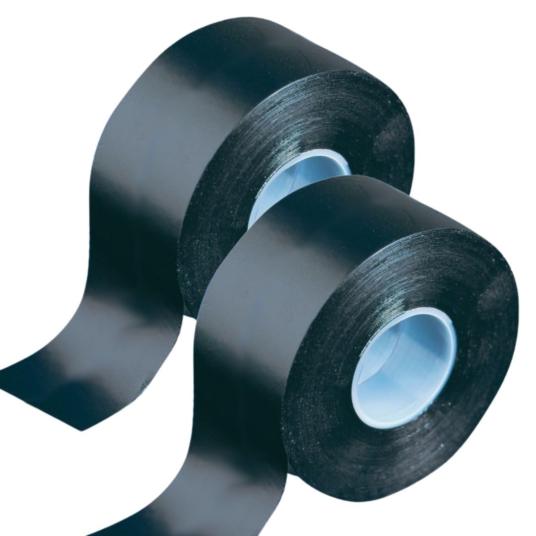 GTSE Black Self Amalgamating Tape, 50mm x 10m, Waterproof Rubber Tape for Cable and Pipe Repair, Sealing Joints, and Insulating Electrical Connections, 2 Rolls