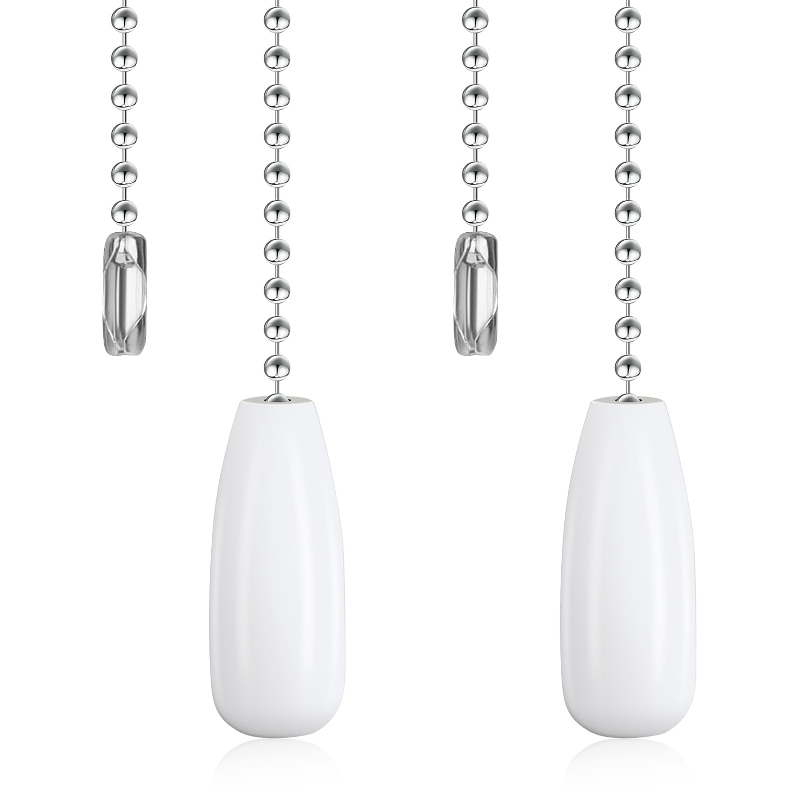 Photo 1 of 2 Pcs 12-inch Ceiling Fan Pull Chain Lighting Beaded Ball Chains Wooden Decorative Pendant Extension Chains Fan Cord Extender(White)