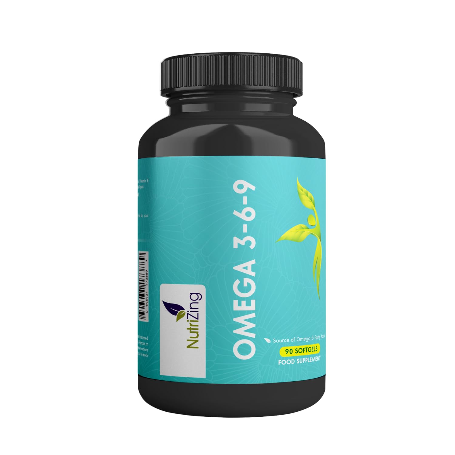Omega 3 6 9 Triple Strength Fish Oil + Flaxseed Oil & Sunflower Oil - EPA & DHA - High Strength 1000mg - Made in the UK - Omega369 in one softgel by NutriZing - Potent Essential Fatty Acids