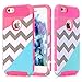 iPhone 5 Case,iPhone 5S Case,LUOLNH [2in1] Heavy Duty Hybrid Hard Case for Apple Iphone 5/5s ,Blue Mint Teal and Coral Pink Split Chevron Design Cover ( Hot Pink)