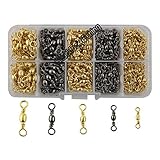 Easy Catch 300pcs/box Fishing Barrel Swivel 100% Copper Extra Strong Ball Bearing Fishing Swivels Accessories Tackle Kit-Size 2 4 6 8 10