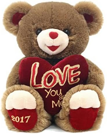 Large Valentine Large Plush Brown Bear with Burgundy Pillow Heart Shape - Love You and Me 2017 red