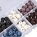 Linsoir Beads 125pcs/box 8mm Round Lava Rock Beads 5 Colors Mixed Natural Stone Beads Diffuser Jewelry Making Pack of 1 Box