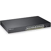 ZYXEL 24 Port PoE Switch Gigabit Ethernet Smart (GS1900-24HPV2) - Managed, with 24x PoE+ @ 170W, 2X SFP, Rackmount, Limited L