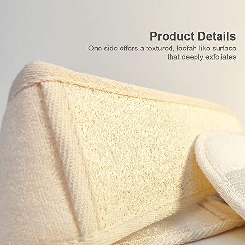 TINMARDA 2 IN 1 Exfoliating Back Scrubber & Sponge Pad for Shower, Body Brush Back Brush Bath Spa Washer Natural Loofah Scrubber for Men and Women