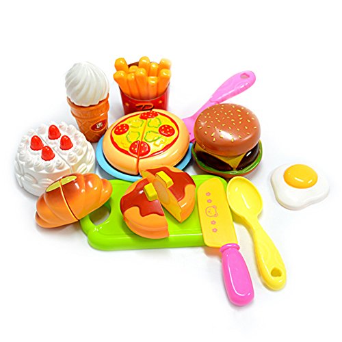 Lanlan Kitchen Cuting Food Playset Pretend Cutting Playset Pretend Toy for Kids Children Hamburger fries