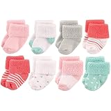 Luvable Friends Unisex 8 Pack Newborn Socks, Coral Dots, 0-6 Months