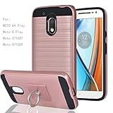 MOTO G4 Play / Moto G Play Case With Phone Stand,Ymhxcy [Metal Brushed Texture] Hybrid Dual Layer Full-Body Shockproof Protective Cover Shell For Motorola Moto XT1607 / XT1609-LS Rose Gold