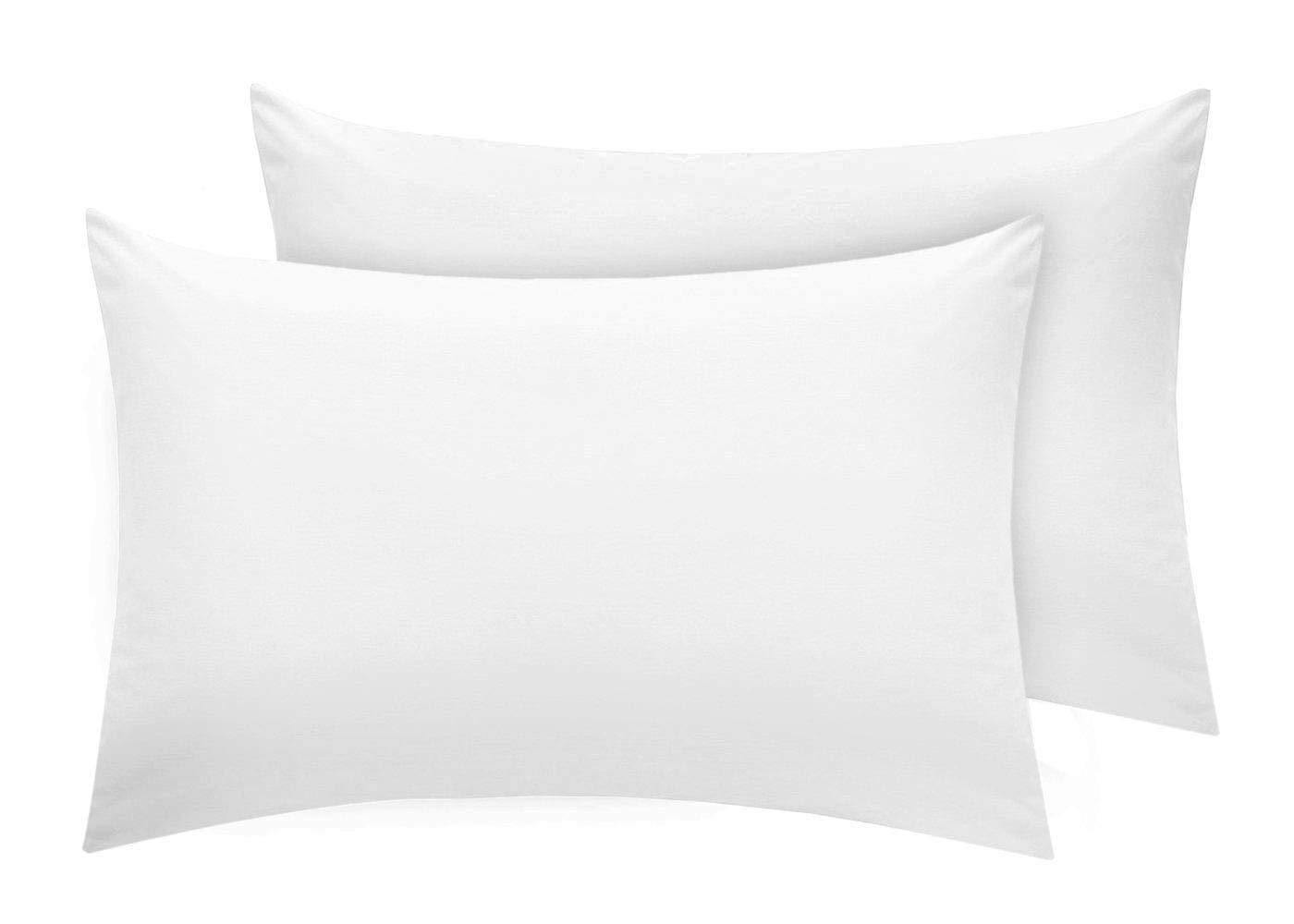 mFabrics New Polycotton Plain Dyed Housewife 4 Pack Pillow Covers - Easy Care Bedroom Pillowcases - Standard Size 50 x 75 cm Pillowcases (White)