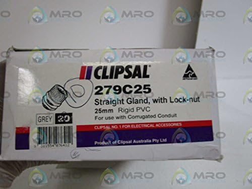 LOT OF 10 CLIPSAL STRAIGHT GLAND W/LOCK NUT 279C25NEW IN BOX