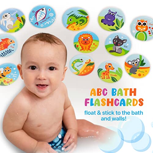 Floating Animals & Alphabet Flash Cards for Bathtub Preschool Learning Toddler Flash Cards