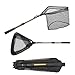 YVLEEN Folding Fishing Net - Foldable Fish Landing Net Robust Aluminum Telescopic Pole Handle and Nylon Mesh 16inch Hoop Size