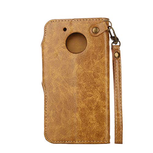 Moto G5 Protective Case, UNEXTATI Vintage Rose Pattern Stand PU Leather Flip Cover, Wallet Case Cover with Hand Strap for Moto G5 (Khaki)