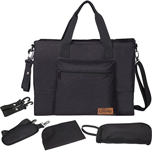 Ollimy Diaper Bag Backpack Tote Messenger Bag Organizer - Baby Bags for Mom Dad– Large Capacity Travel Diaper Crossbody Bags with Stroller Straps Changing Pad Insulated Pockets for Girls Boys(Black)
