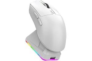 XUMIUZIY Lightweight Gaming Mouse, RGB Light Three Mode Connection with Wireless Charging Base Ergonomic RGB Optical Mouse fo