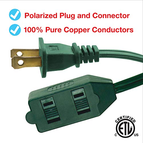 Clear Power 3 Outlet Indoor Extension Cord 16/2 SPT2 w/Lighted
