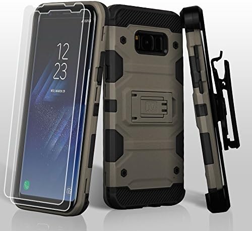 Military Grade Certified Storm Tank Hybrid Case with Holster and Screen Protector for Samsung Galaxy S8 - Dark Grey