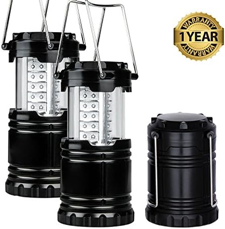 Camping Lanterns 2 Pack LED Collapsible Portable Flashlights Lantern Super Bright Auto Lighting for Outdoor Night Hiking Indoor Emergency Power Outages Nighttime Use Battery