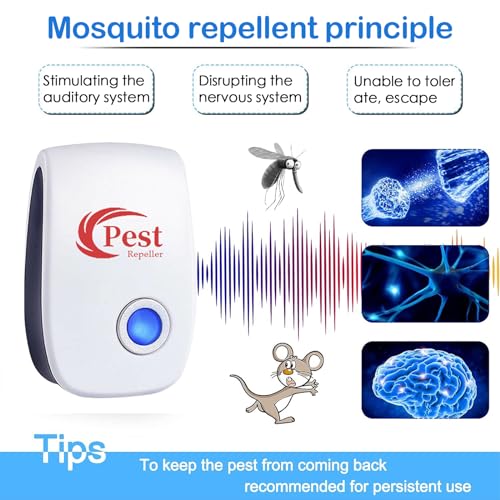Ultrasonic Pest Repeller, 6 Pack Electronic Pest Control Repeller, Ultrasonic Mosquito Repellent for Anti Mosquitos, Flies, Mice, Cockroaches, Spiders, Rodents