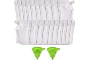 20pcs 16Oz Plastic Liquor Flask for Liquor, Drink Pouches for Adults, Liquor Pouch Bulk, with 2 Collapsible Silicone Funnels,