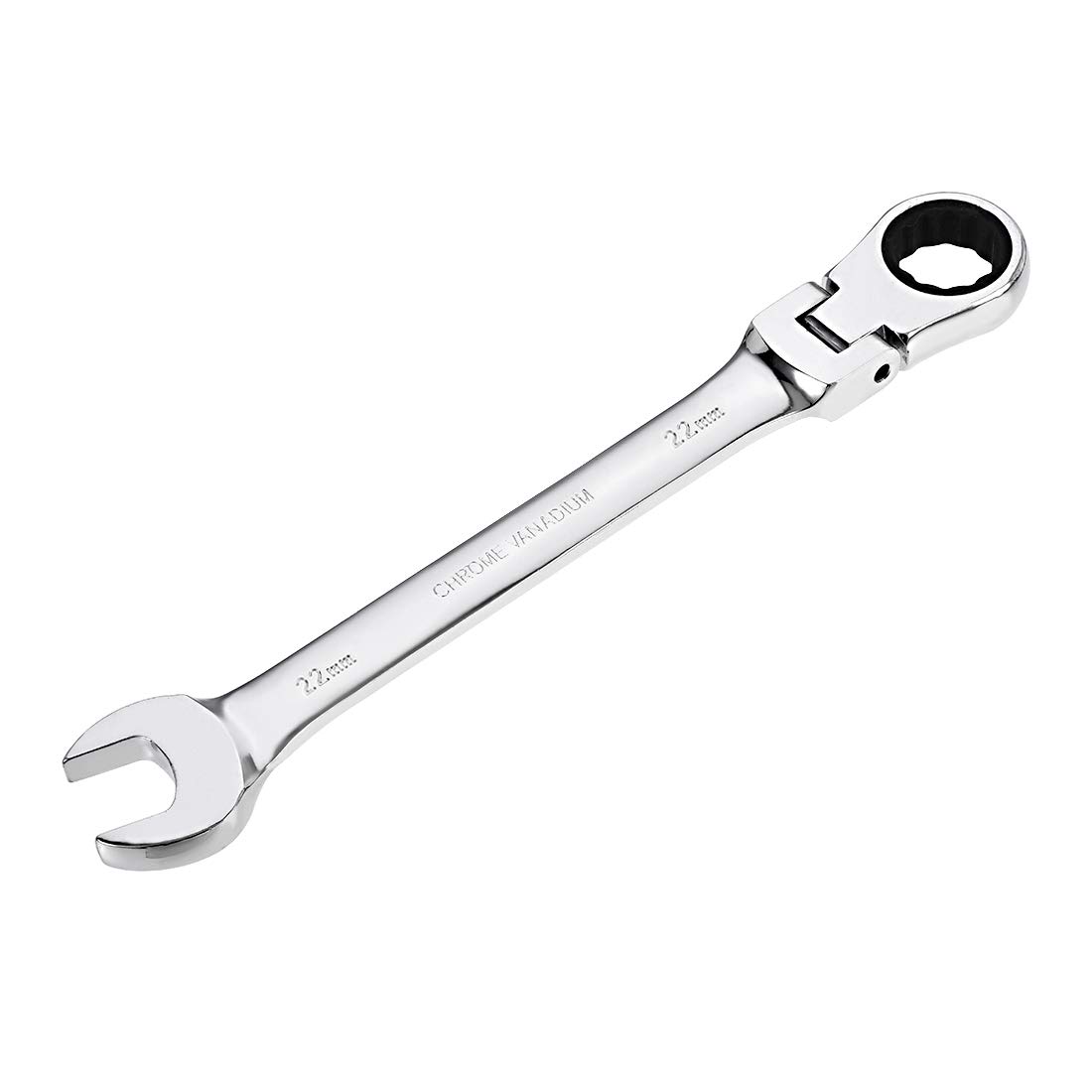 sourcing map 22mm Flex-Head Ratcheting Combination Wrench Metric 72 Teeth 12 Point Ratchet Box Ended Spanner Tools, Cr-V