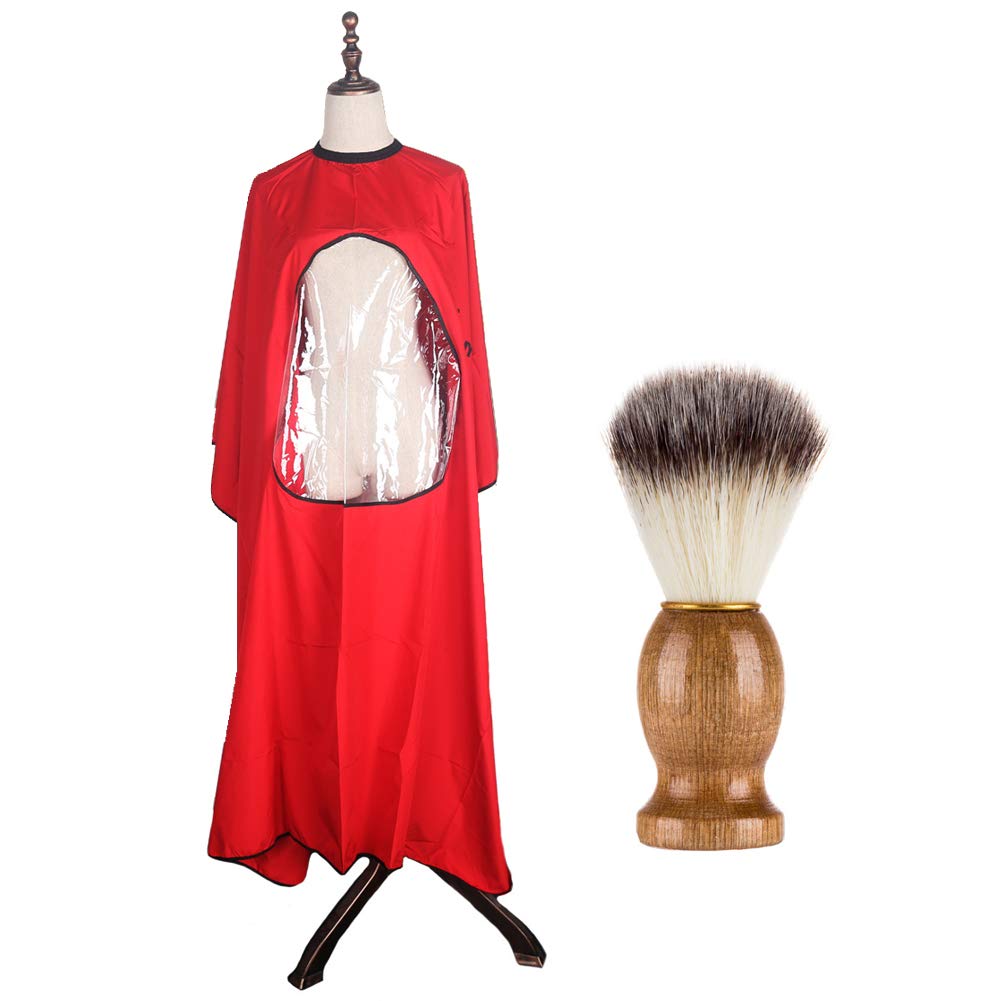Barber Cape, Hair Cutting Gown Salon Cape, Barber Gown Cape with Hairdresser Neck Brushes（Random Color）