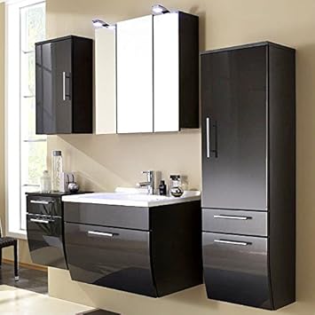 Badmobel Set In Anthrazit Hochglanz Waschtisch Mit Unterschrank Inkl Waschbecken 70cm Amazon De Baumarkt