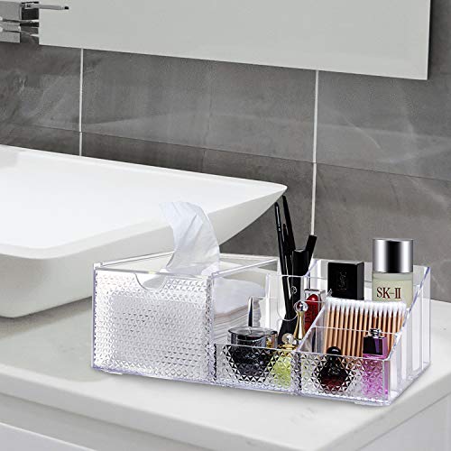 image for CECOLIC Acrylic Tissue Box Cover Holder Combo Makeup Organizers and St