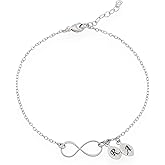 HotMixCold Personalized Infinity Initial Couple Bracelet, Monogram Customized Jewelry