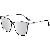 DUCO Oversized Polarized Sunglasses Womens Trendy Mirrored Shades Retro Round Vintage Light Weight UV400 Sun Glasses W016