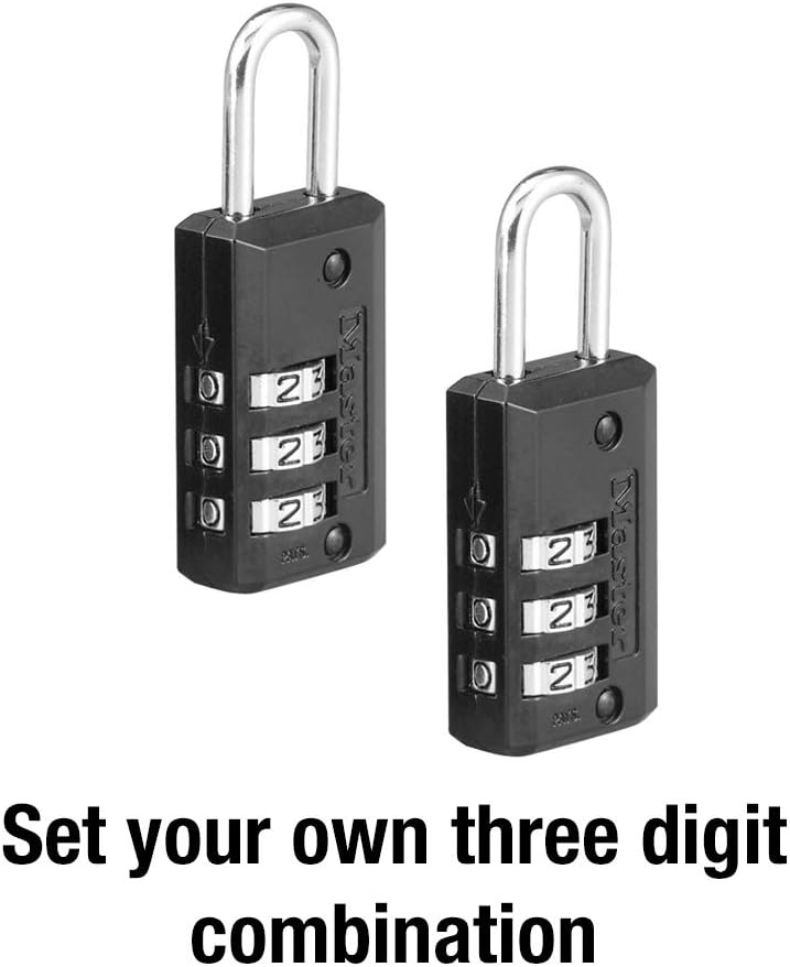 Master Lock 646T Set Your Own Combination Luggage Lock, 2 Pack, Black - Padlocks - 