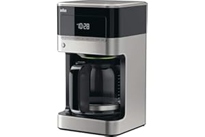 Braun BrewSense 12 Cup Drip Coffee Maker - Pause & Pour Mid Brew, Coffee Machine with 24-Hour Timer & Clock, Bold & Regular Strength, 1-4 Cup Functions, Self Clean, Auto Shutoff, Stainless Steel