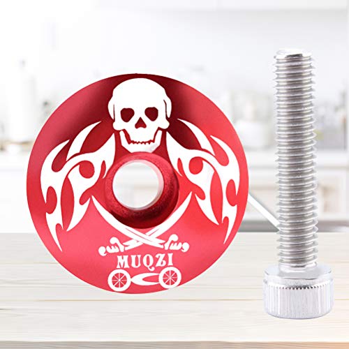 image for LIOOBO 28.6mm Bike Headset Top Cap Pirate Pattern Aluminum Alloy Bicyc