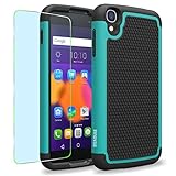 Alcatel Idol 3 ( 4.7 inch ) Case, INNOVAA Smart Grid Defender Armor Case W/ Free Screen Protector & Touch Screen Stylus Pen - Black/Teal